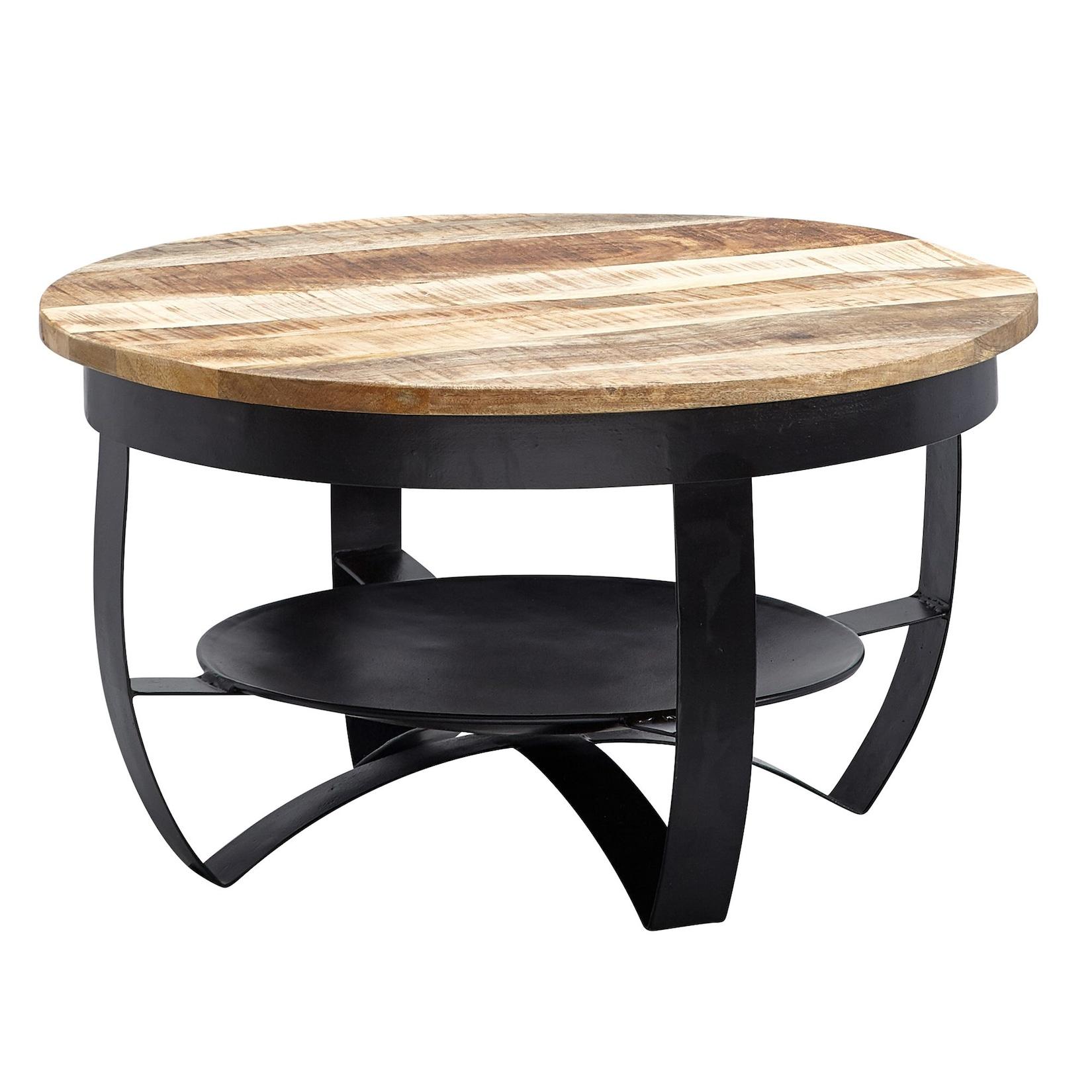 KADIMA DESIGN Couchtisch, industrieller Stil, recyceltes Mango-Massivholz, Braun/Schwarz
