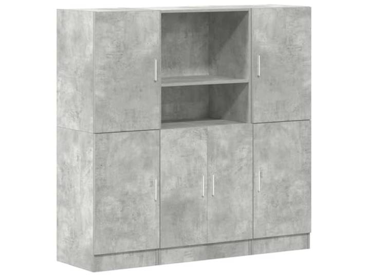 HKTMGDNG 3-TLG Küchenschrank Set Betongrau Holzwerkstoff Vorratsschrank Vielseitiges Aufbewahrungssystem mit flexiblem Türanschlag und offenen Fächern für Ordnung in Küche, Büro oder Esszimmer.