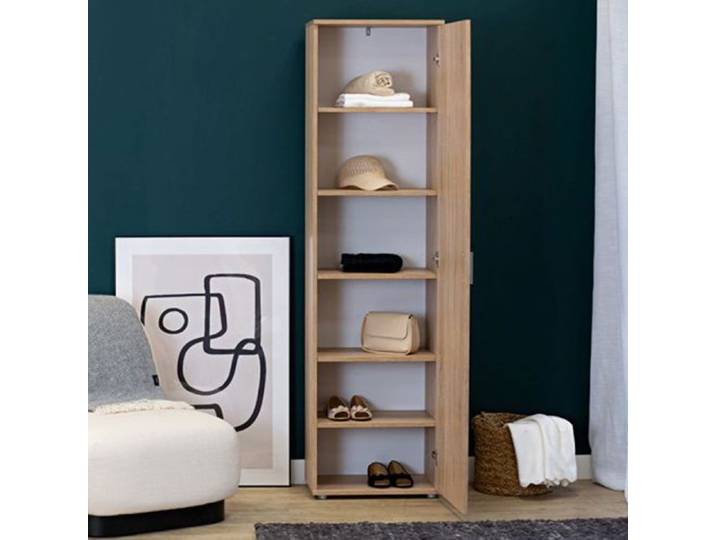 Armoire polyvalente 1 porte Lerosota Dmora en bois mélaminé chêne marron 50x185h cm