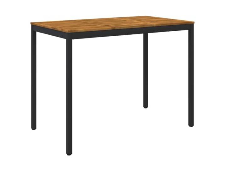 Bartisch für den Garten, aus massivem Akazienholz, Schwarz, 141 x 80,5 x Stabile Stahlbeine, doppelte Verwendung für Bar und Essen, einzigartige natürliche Maserung, einfache Pflege