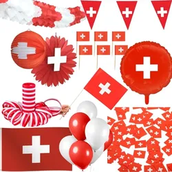 Schweiz Party Deko Set 239 tlg. Partyset Partydeko rot weiß Fussball EM WM