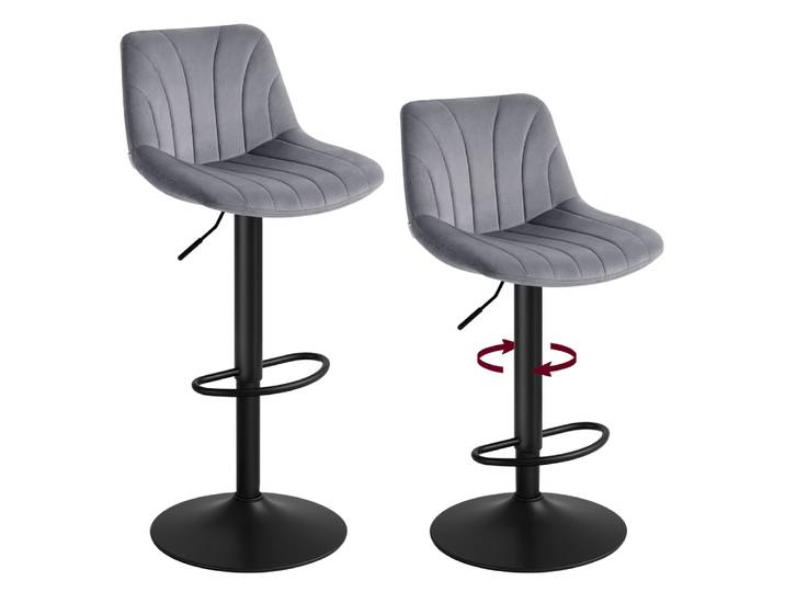 Tabourets de bar réglables tabourets avec dossier lot de 2 gris