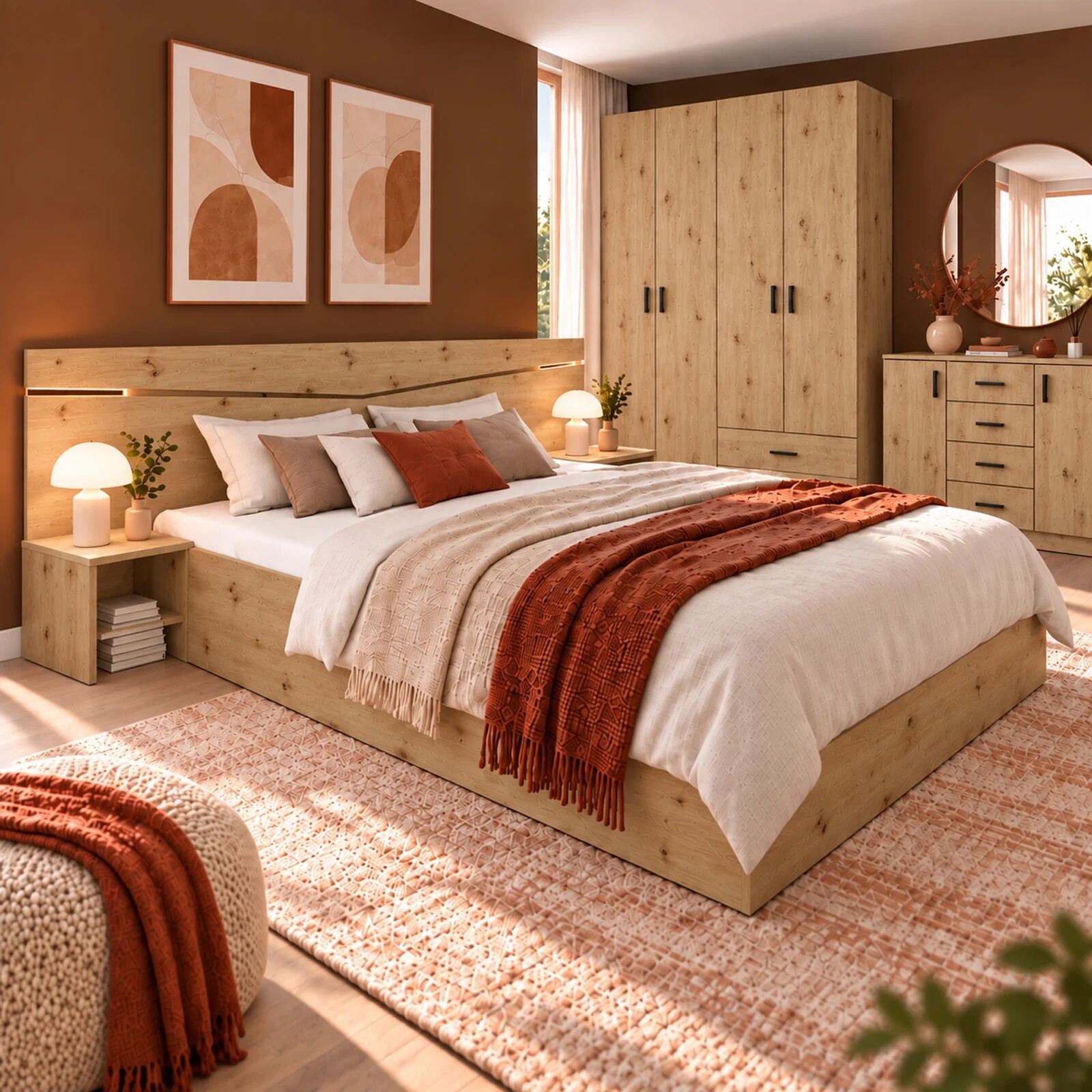 garneroarredamenti Camera da letto moderna completa matrimoniale rovere rustico Camilla 2