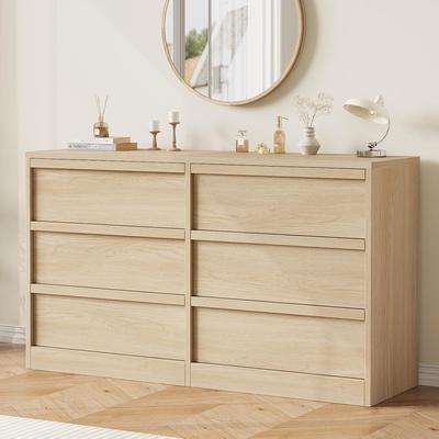 YUN 6 Drawer Dresser, Modern Double Dresser with Spacious Storage, Wooden Chest for Living Room, Nursery