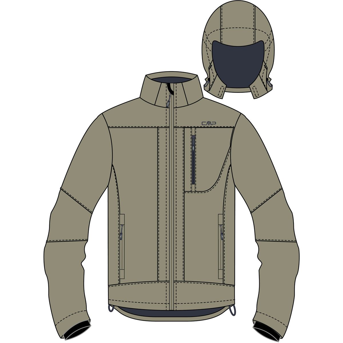 CMP MAN Jacket Zip Hood sage (E663) 48 3A01787N-E663-48