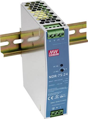 Mean Well NDR-75-12 Hutschienen-Netzteil (DIN-Rail) 12 V/DC 6.3A 75W Anzahl Ausgänge:1 x Inhalt 1St.