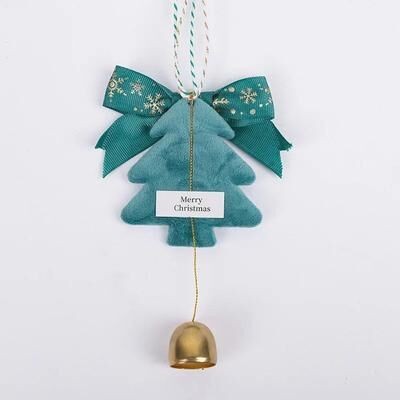 Uplifted Goods Christmas Tree Hanging Ornaments With Bows And Golden Caps green