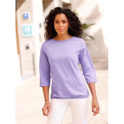 3/4-Arm-Shirt CLASSIC BASICS "3/4-Arm-Shirt", Damen, Gr. 56, lila (lavendel, weiß, bedruckt), 100% Baumwolle, gemustert, gestreift, mehrfarbig, Rundhals, Shirts 3/4-Arm-Shirt