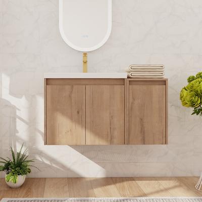 "Beingnext 24""/36""/48""/60""/72"" Bathroom Vanity with Resin Sink, Floating Bathroom Vanity with Soft Close Doors"