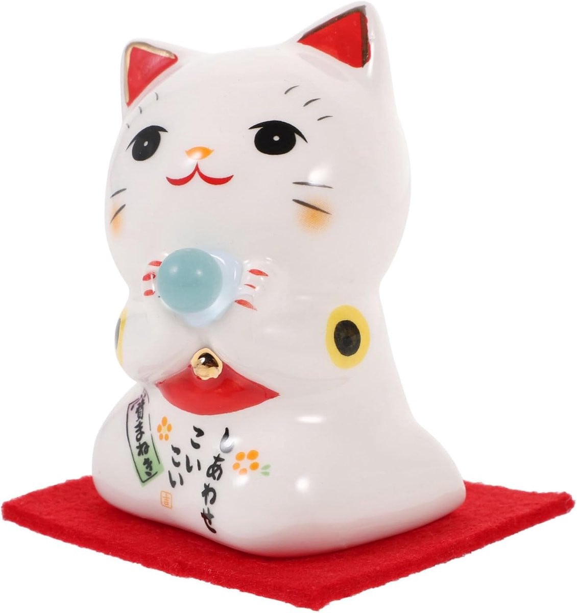 Wit Keramisch Kattenbeeldje Decoratie voor op de Tafel - 75 x 5 x 45 cm
