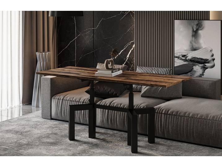 Endo-Moebel Couchtisch Oliana - ausziehbar 110-170cm und höhenverstellbar Doppellift Metall, Couch- & Esstisch, Funktionstisch, modern Design, umwandelbar