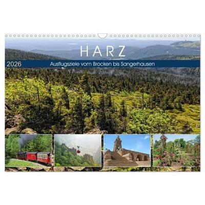 Harz - Ausflugsziele vom Brocken bis Sangerhausen (Wandkalender 2026 DIN A3 quer), CALVENDO Monatskalender