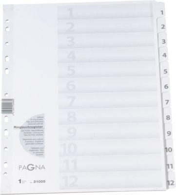 PAGNA Karton-Register, Zahlen 1-12, grau