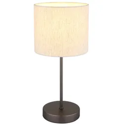 Tischleuchte Beistelllampe Leselampe Metall schwarz-chrom Leinen creme H 37 cm