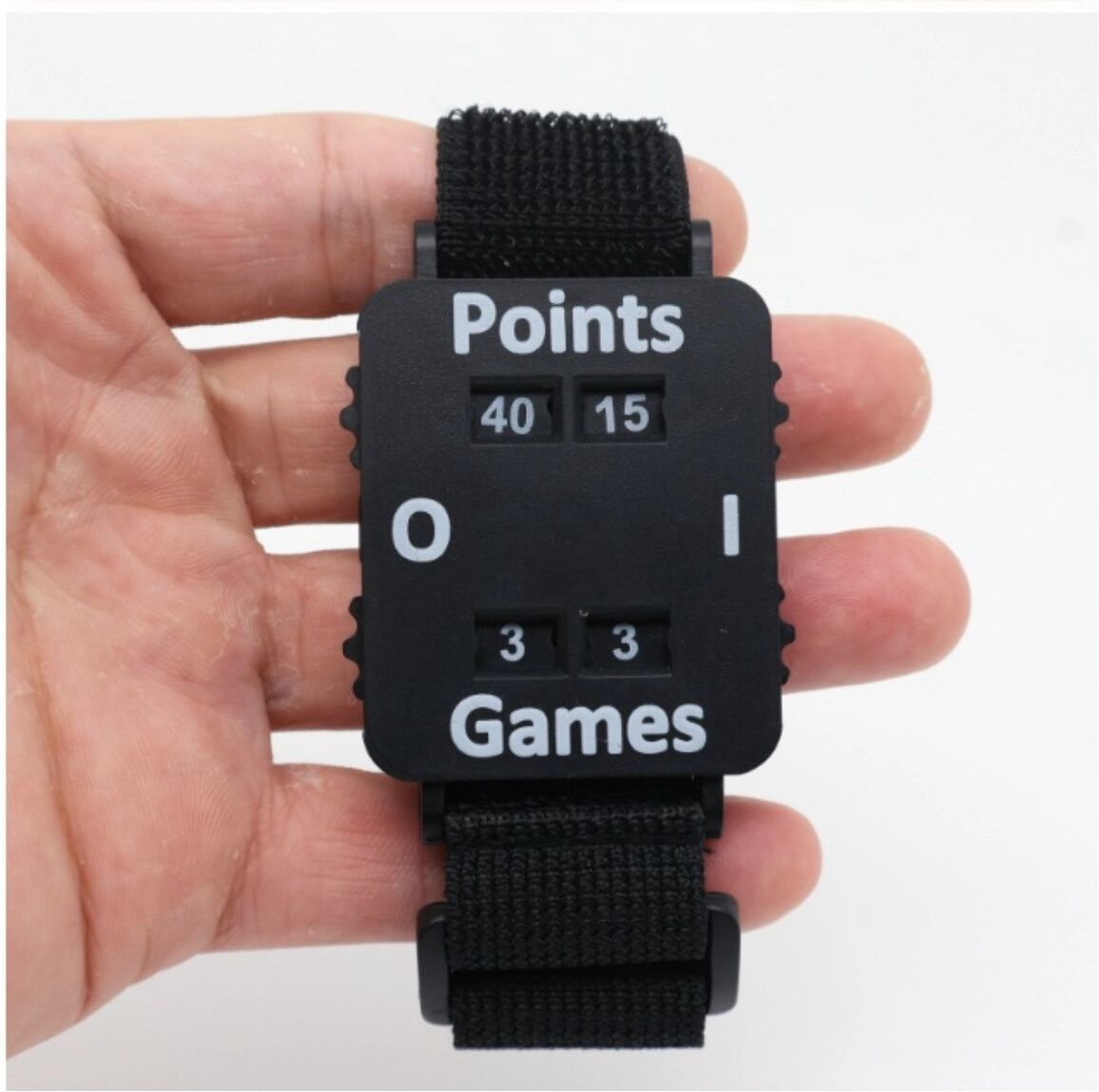 INF Compteur de score au poignet pour tennis et cricket - Bracelet compteur portable, cadran mécanique, plastique, sangle Le noir