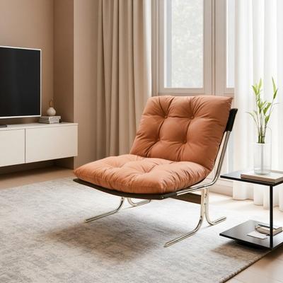 Faux Leather Accent Armchair with High Back & Metal Legs, Oversized Lounge Chair with Deep Seat and Soft Foam Cushion