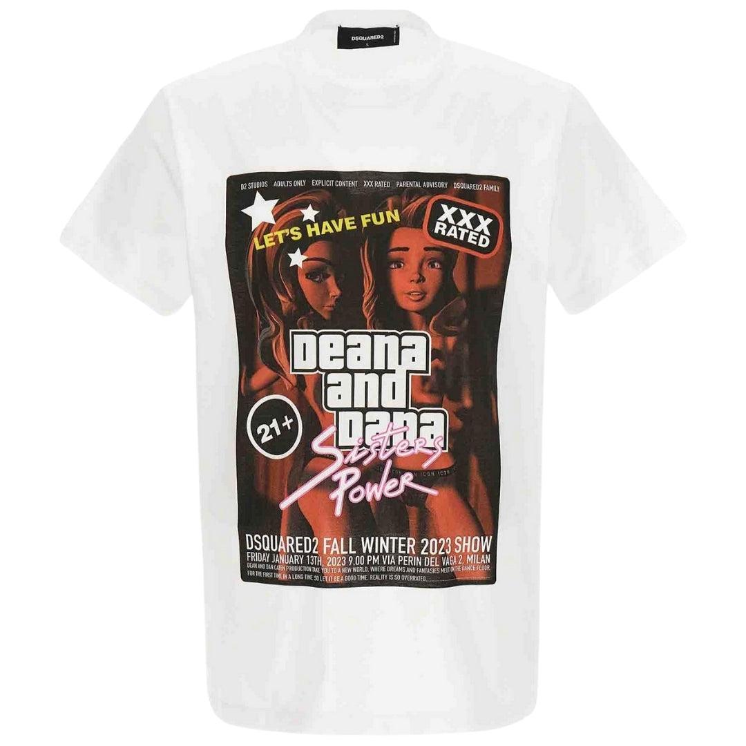 Dsquared2 Deana Und Dana Grafik Weißes T-shirt