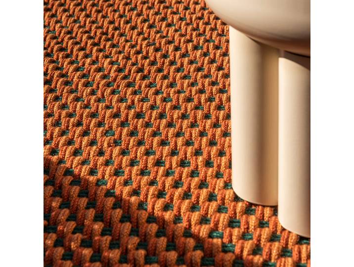 Handgewebter In-/Outdoor Designer Teppich „Lace Tricolore“ Terra, Rust, Grün 200 x 280 cm BRINK & CAMPMAN