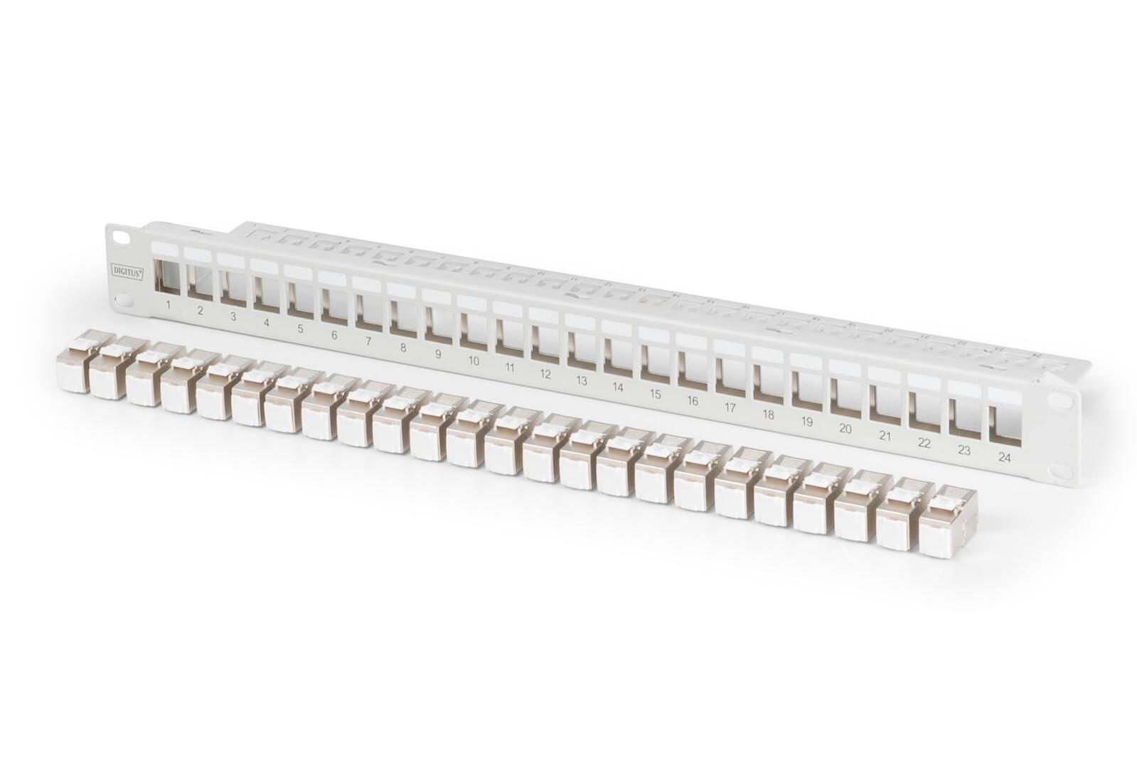 Digitus Modulares Patch Panel, 24-Port, bestückt mit 24x DN-93615 DN-91410-24