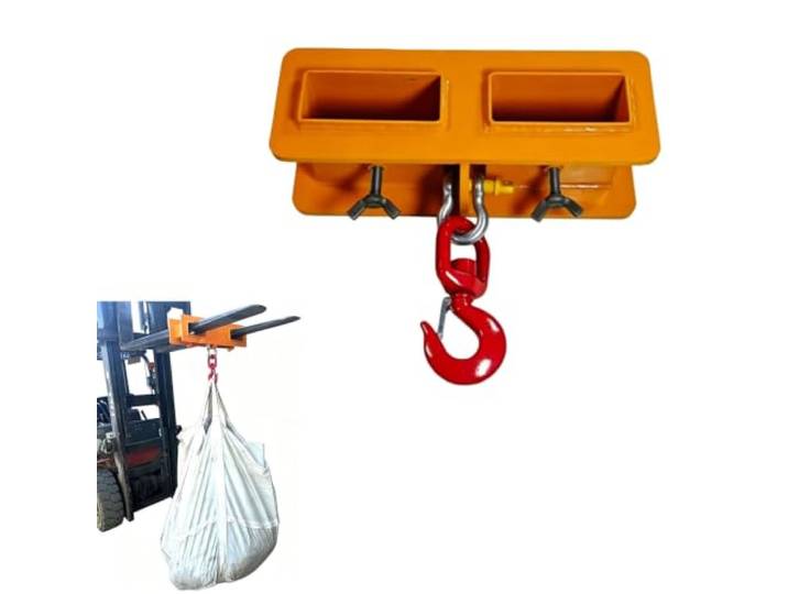 Gabelstapler-Hakenaufsatz, Schwerlast-Hebehaken aus Stahl Gabelstapler-Kranaufsatz mit 360° drehbarem Haken für industrielle Materialhandhabung(2000kg)