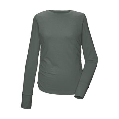 Langarmshirt KILLTEC "KOS 173 WMN LS SHRT", Damen, Gr. 46, mittelgrau, Obermaterial: 88% Polyester, 12% Elasthan, Shirts Langarmshirt, Atmungsaktiv, schnelltrocknend, dehnbar, Daumenlöcher, Raffung