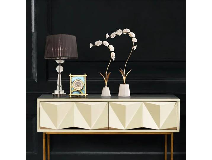 Pot de fleurs moderne en métal et marbre – Décoration d'intérieur créative pour salon, bureau, accessoire de sculpture unique
