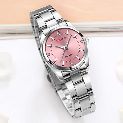 Youfap Market Fashionable Stainless Steel Rhinestone Pink Luxury Women's Watch, Minimalist Girl Clock For Outdoor Travel black