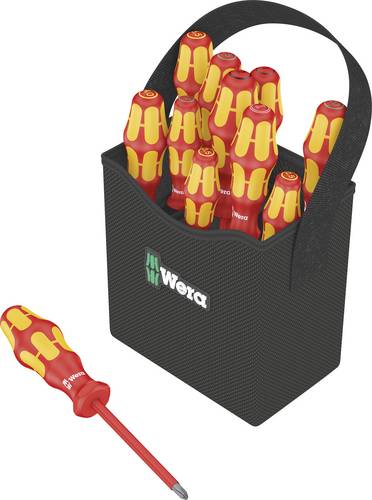 Wera Kraftform 2go 100 VDE Schraubendreher-Set 11teilig Schlitz, Kreuzschlitz Pozidriv, Kreuzschlitz Phillips, Innen-Sechsrund