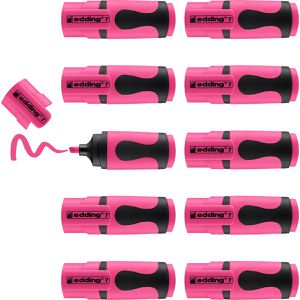 Edding Textmarker 7, Mini Highlighter, 10 Stück, Strichbreite 1 - 3mm, pink