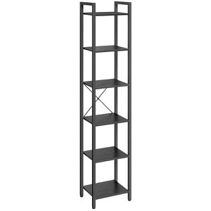Vasagle Bücherregal LLS101B56, schwarz, aus Metall / Holz, 6 Ebenen, 40 x 187,5 x 30cm