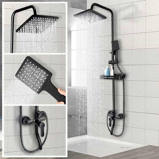 Famanu Doucheset Premium – Regen douche en handdouche – Roestvrij staal en messing – Zwart