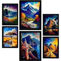 POSTER Set Mit 6 Im Ölgemälde Stil A3 & A4 Rahmenlos