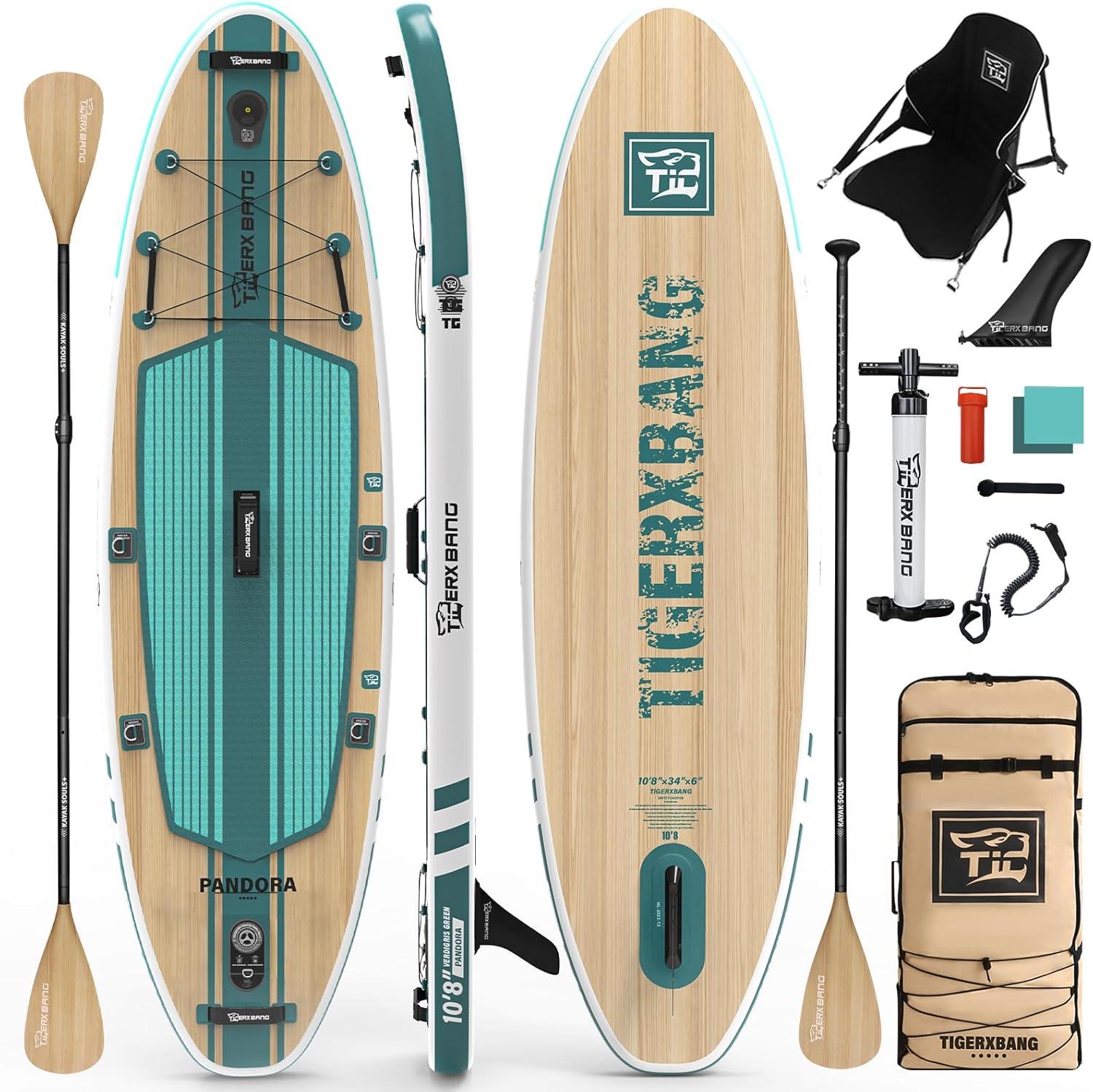 Stand-Up-Paddleboard, 3,3 Meter, mit kompletten hochwertigen, aufblasbaren SUP-Zubehörteilen, besonders breites SUP-Board für Erwachsene und Kinder, Pandora-Kollektion