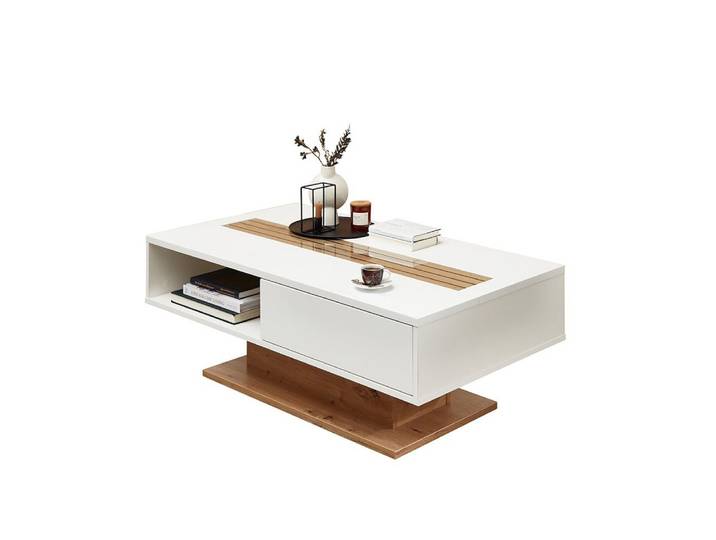 Lomadox Couchtisch FALLON-55, weiß mit Eiche