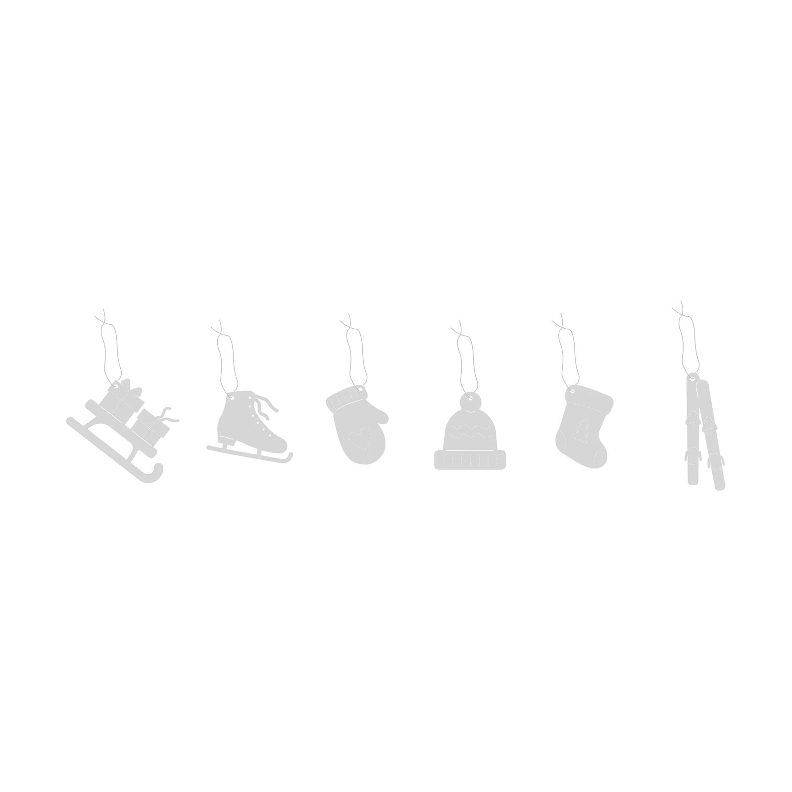 Cooee Design Deco Winter activities kersthangertjes 6 stuks Roestvrij staal