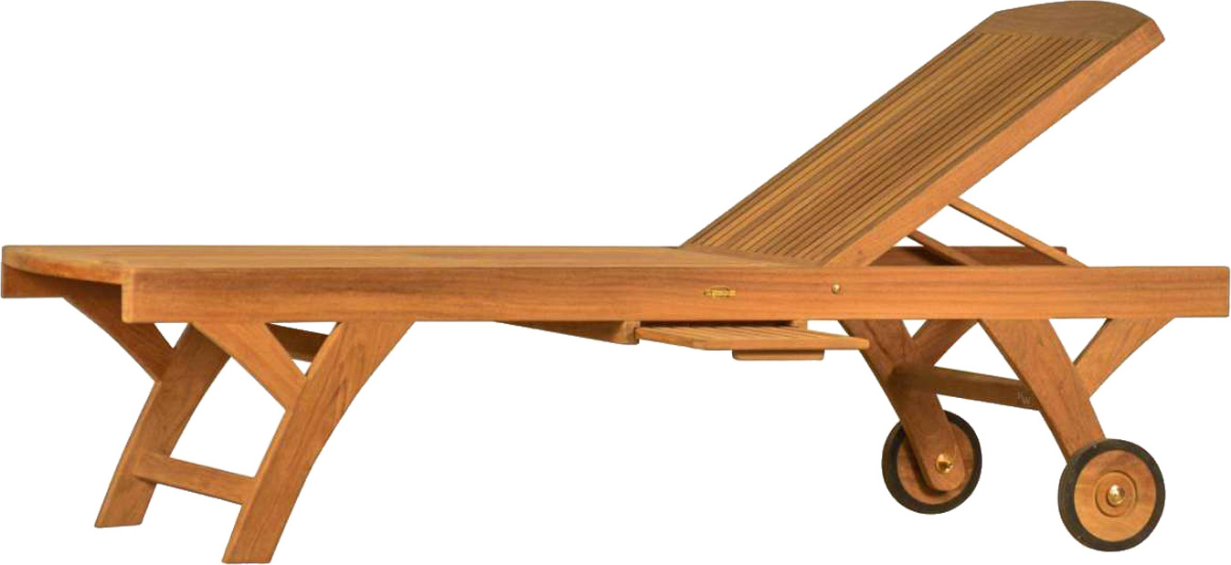 Gartenliege Teakholz Liege Brighton extra hoch als Holzliege Teak Sonnenliege mit Rädern für Garten Terrasse Balkon