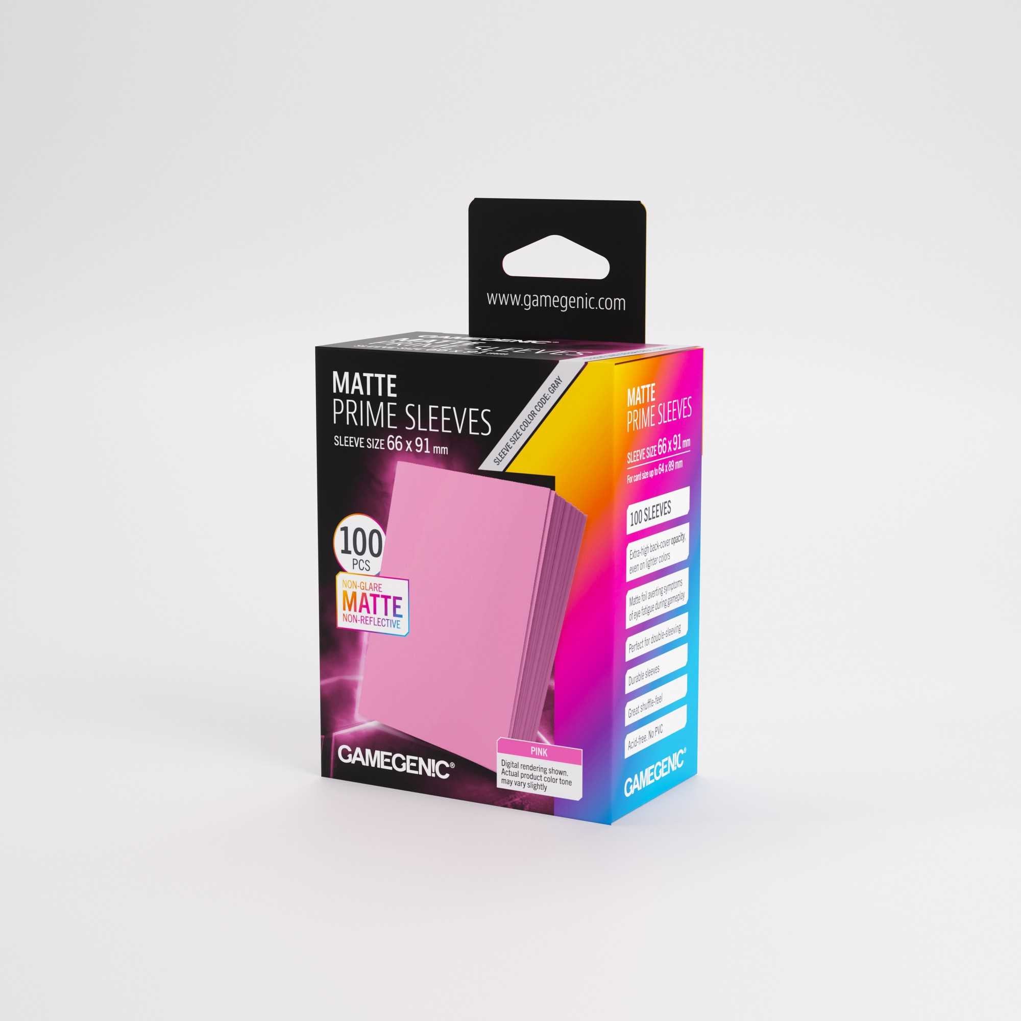 Gamegenic Matte Prime Sleeves Pink 66 x 91 mm (100 Count) for Card Game Accessories, Pink Matte Card Sleeves, 66 x 91 mm, 100 Count