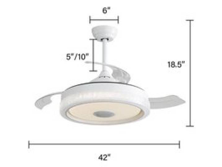 COSYHOMES 42 pouces avec LED et Bluetooth RGB contrôle le ventilateur blanc