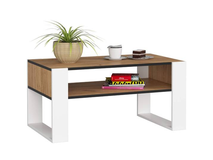 COUCHTISCH Eiche Craft, Weiß 45/92/53