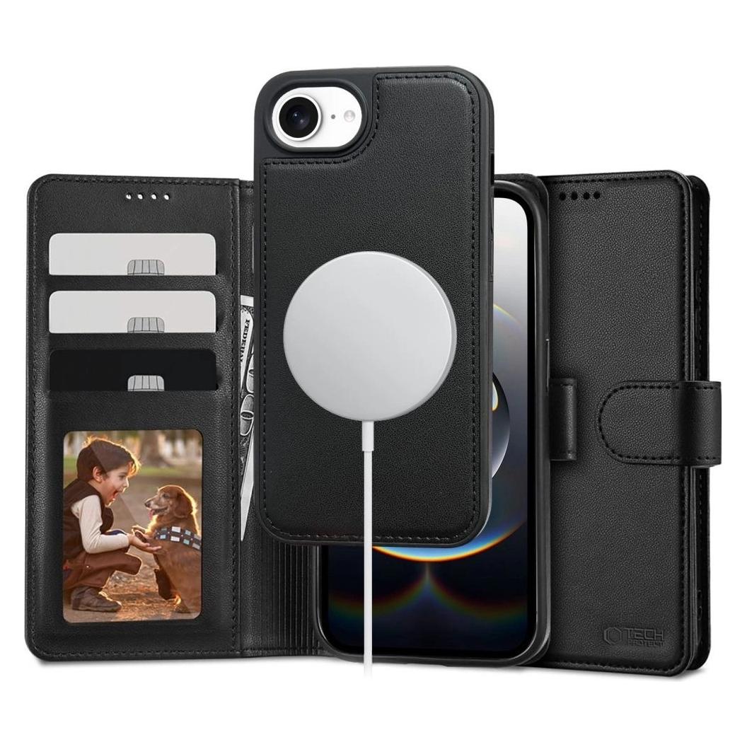 Tech-Protect Wallet MagSafe iPhone 16e Case - Matte Black (Apple iPhone 16e, Apple iPhone 17e) (27501-0)