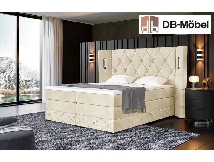 DB-Möbel Boxspringbett mit Bettkasten „Königlich” Bett mit LED Kopfteil