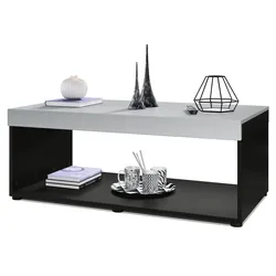 COUCHTISCH Pure Tischplatte und Blenden in Hellgrau seidenmatt