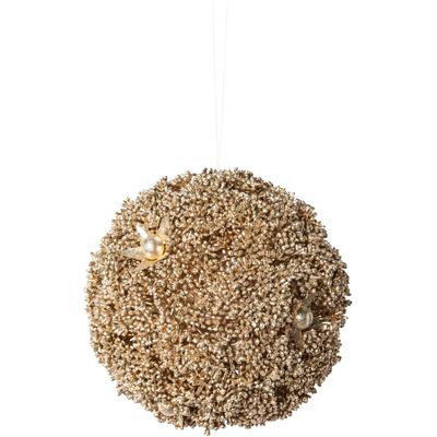 Winterliche Kunstpflanze CREATIV GREEN "Weihnachtsdeko", gold (goldfarben), H:17cm Ø:17cm, Kunststoff, Kunstpflanzen, Dekokugel mit Glitzer-Optik