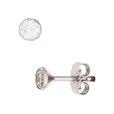 Paar Ohrstecker JOBO "Keine runde Zirkonia-Ohrringe 3,8 mm", weißgold 333, weiß, Ohrringe, Damen, 3,8mm, Weißgold 333, 8 Karat 333 Weißgold