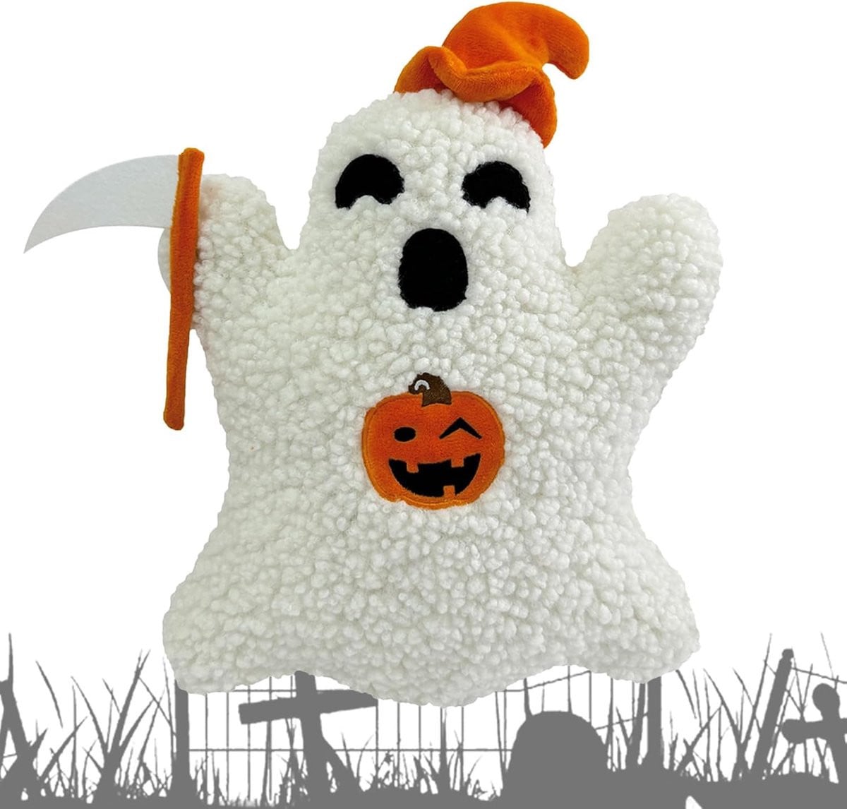 Wit Pluche Spookkussen Decoratie - 30 cm