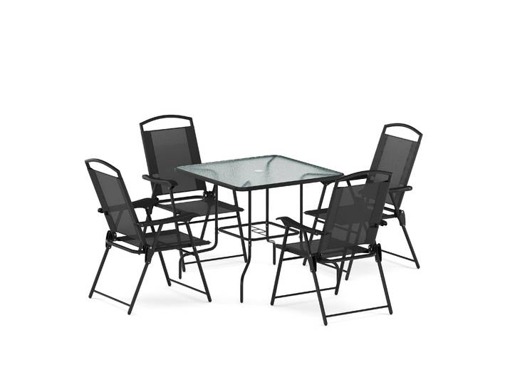 Gartenmöbel Set SILVANO mit Schirmloch schwarz
