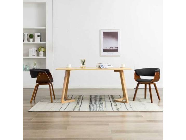 HGPOTUY Esszimmerstühle 2er Set Grau Bugholz Stoff Weich gepolstert, ergonomisches Design, stabile Holzbeine, bis 110 kg belastbar