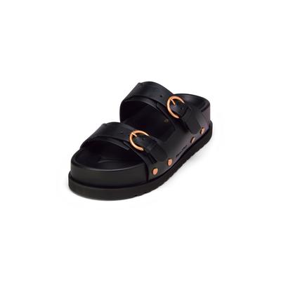 Sandale MARC O'POLO "mit verstellbaren Riemen", Damen, Gr. 40, schwarz, Obermaterial: 100% Leder, unifarben, Schuhe Sandale