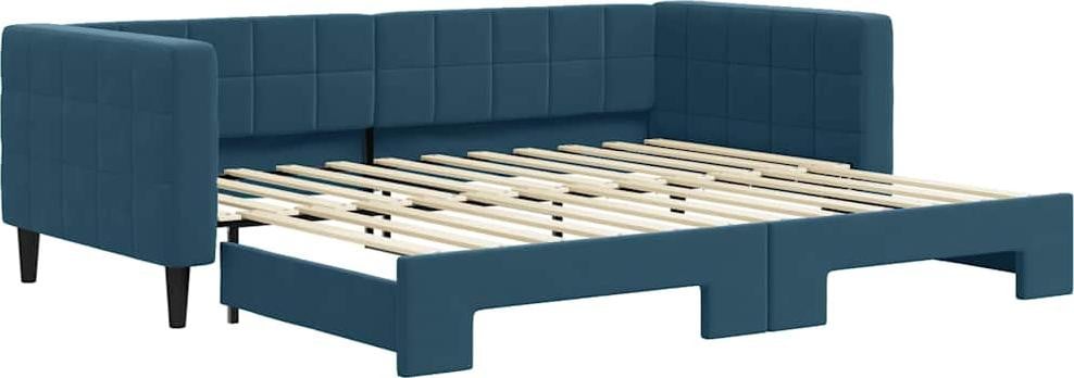 vidaXL Uitschuibaar dagbed blauw fluweel 90x200 cm
