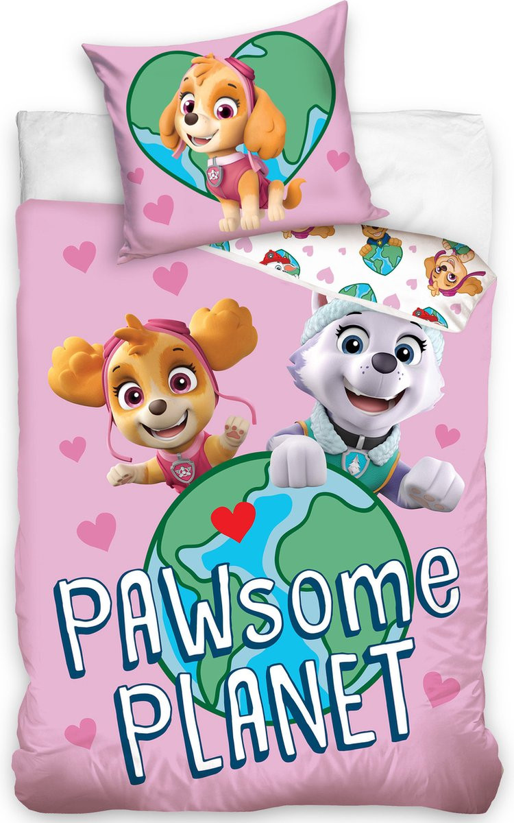 PAW Patrol Dekbedovertrek PAWsome Planet voor kinderen, 140 x 200 cm
